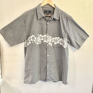Vintage O’NEILL Men’s Short Sleeve Button Up Hawaiian Shirt Plaid‎ Hibiscus XL